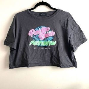BERSHKA "Paradise Beach" Cropped Tee Small‎